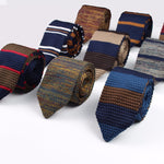 Knitted Knit Leisure Triangle Striped Ties
