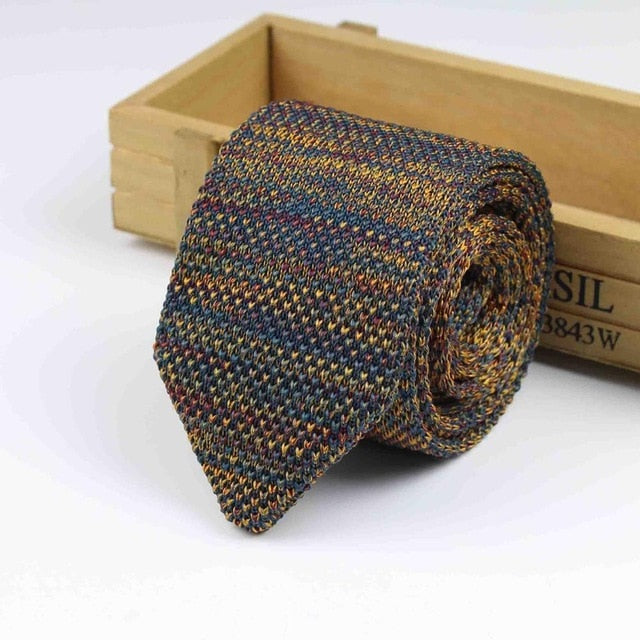 Knitted Knit Leisure Triangle Striped Ties