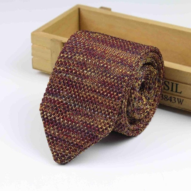 Knitted Knit Leisure Triangle Striped Ties
