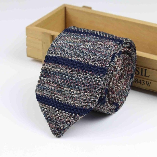 Knitted Knit Leisure Triangle Striped Ties