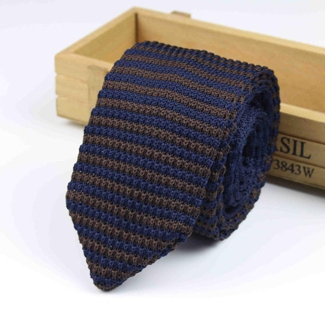 Knitted Knit Leisure Triangle Striped Ties