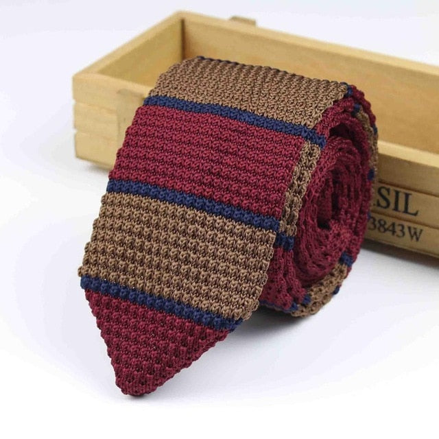 Knitted Knit Leisure Triangle Striped Ties