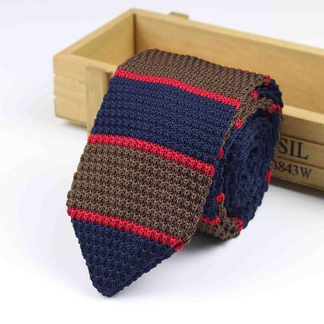Knitted Knit Leisure Triangle Striped Ties