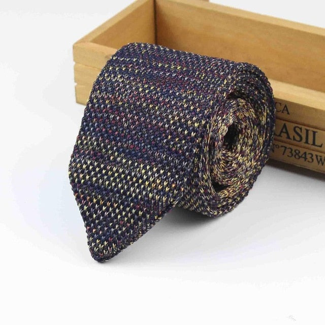 Knitted Knit Leisure Triangle Striped Ties