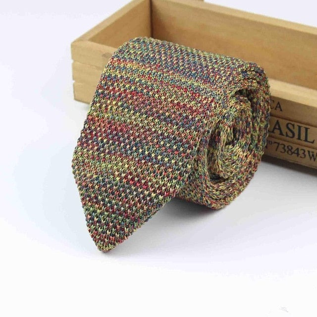 Knitted Knit Leisure Triangle Striped Ties