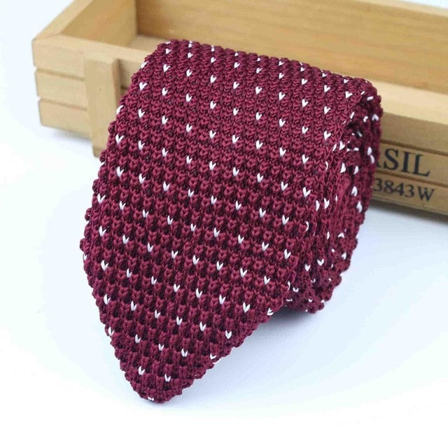 Knitted Knit Leisure Triangle Striped Ties