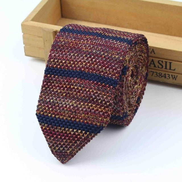 Knitted Knit Leisure Triangle Striped Ties