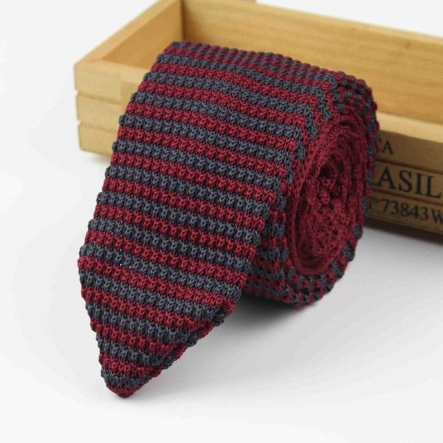 Knitted Knit Leisure Triangle Striped Ties