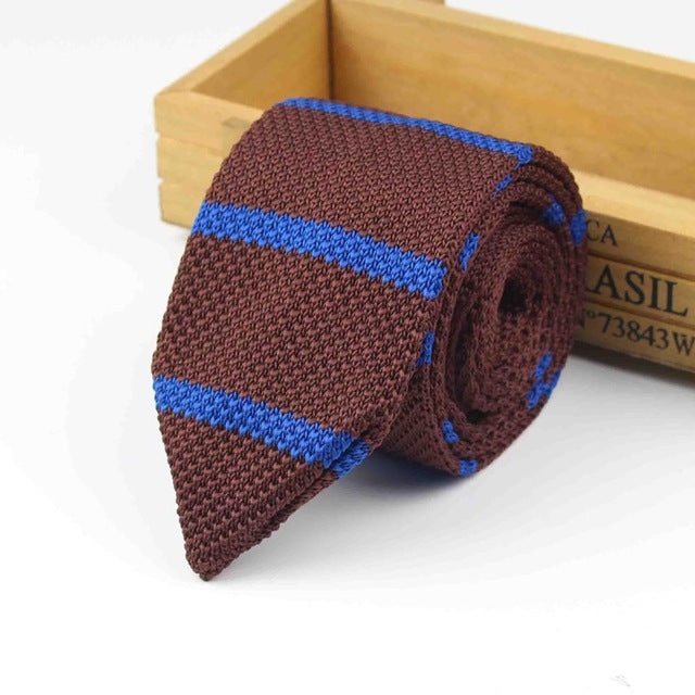 Knitted Knit Leisure Triangle Striped Ties