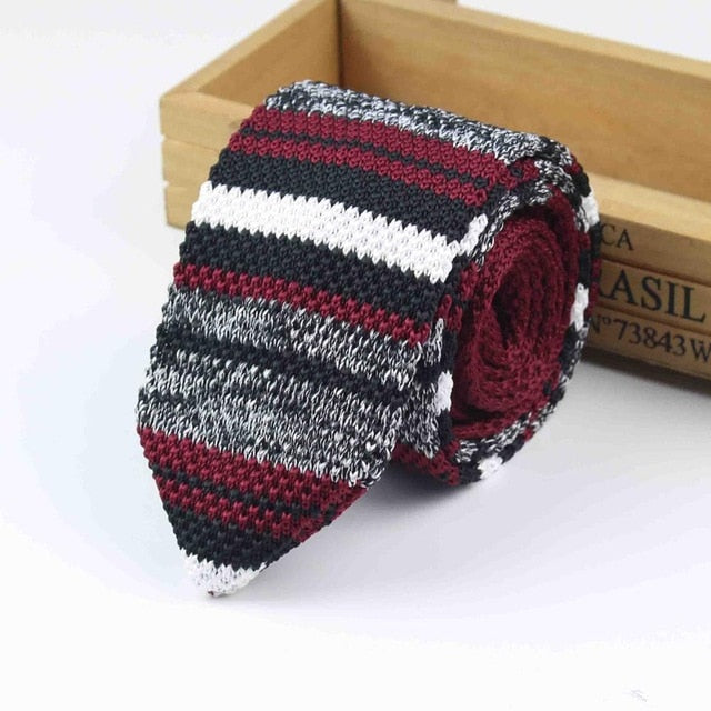Knitted Knit Leisure Triangle Striped Ties