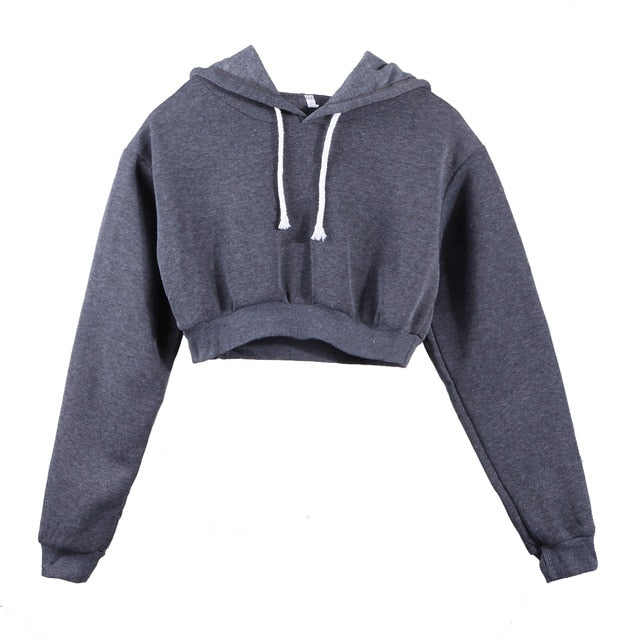 Solid Crop Hoodie