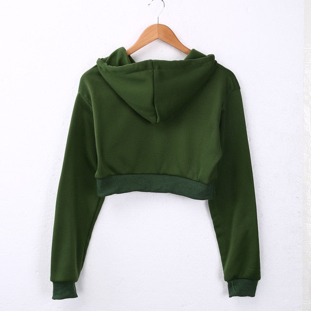Solid Crop Hoodie