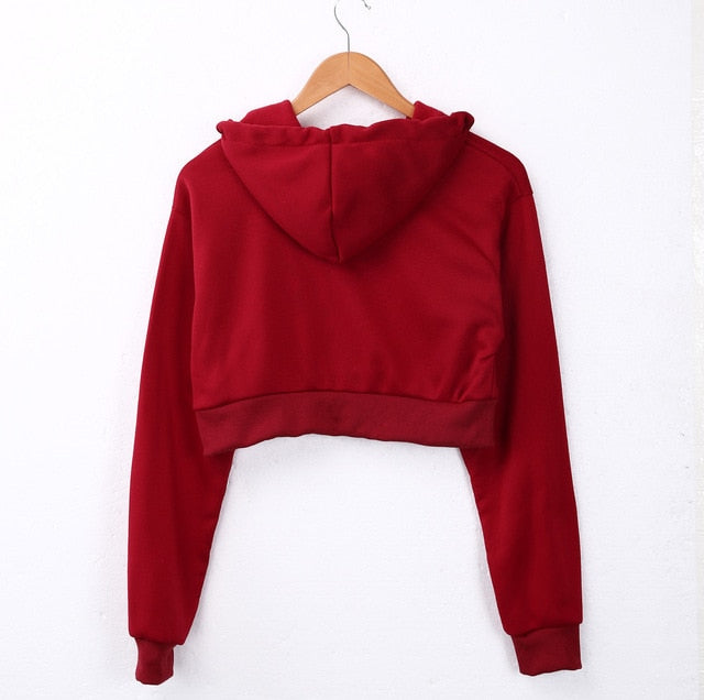 Solid Crop Hoodie